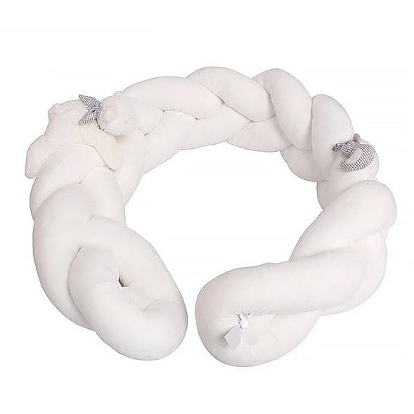 3D Bear Braided Crib Bumper - White