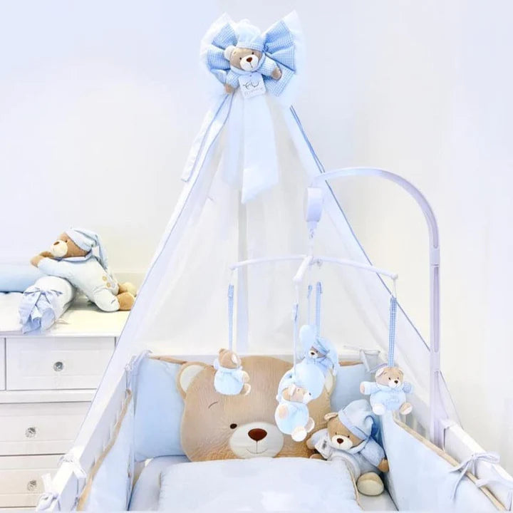 3D Bear Crib Mosquito Net & Stand - Blue