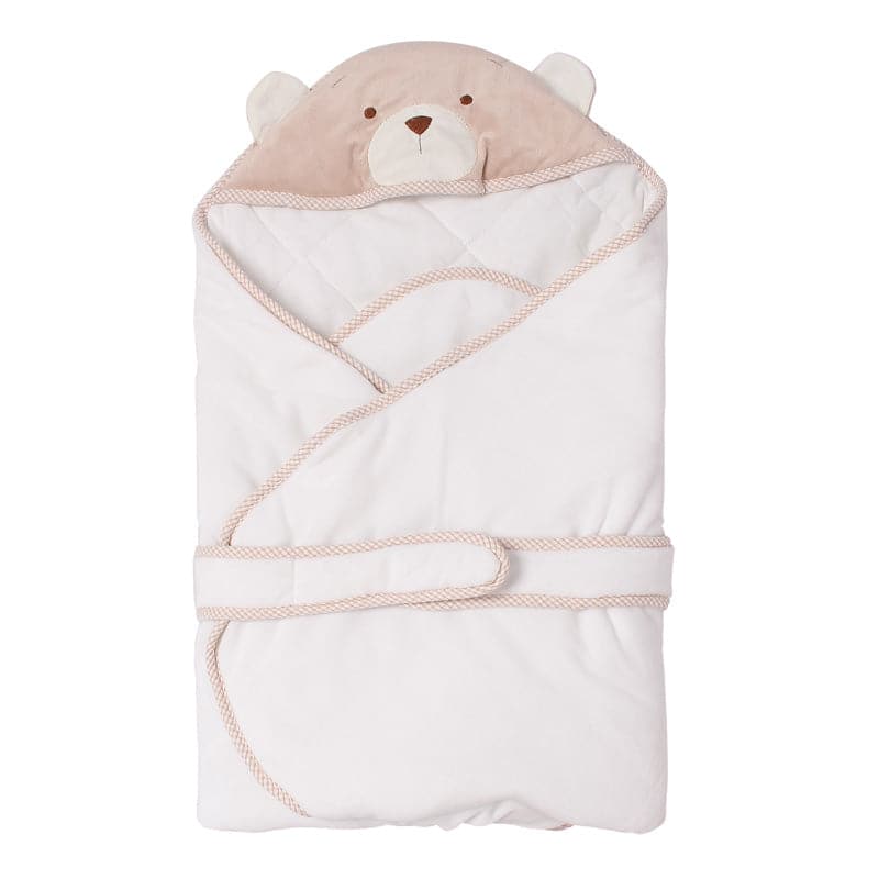 Bear Hooded Swaddling Blanket - Beige