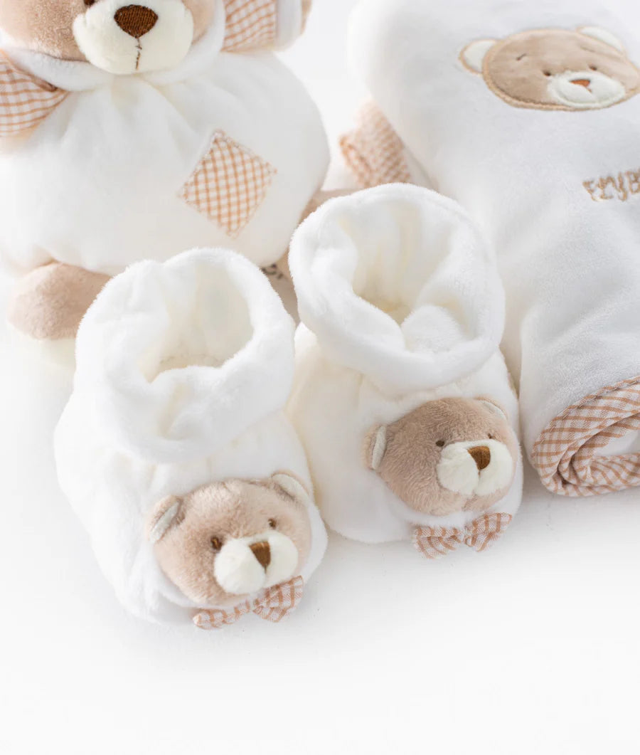 3 IN 1 BABY SET (BEAR/SHOE/BLANKET) - Beige