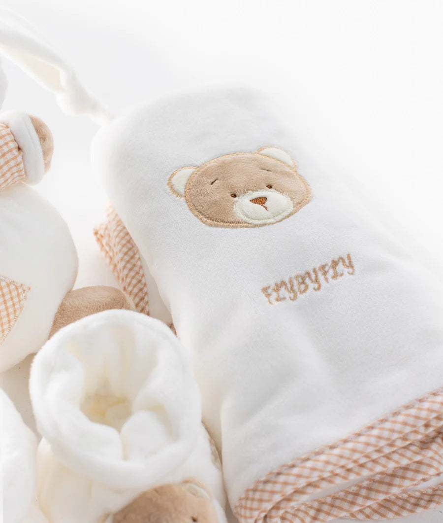 3 IN 1 BABY SET (BEAR/SHOE/BLANKET) - Beige