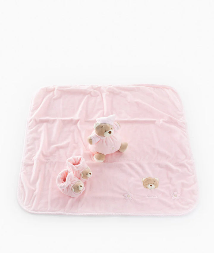 3 IN 1 BABY SET (BEAR/SHOE/BLANKET) - Pink