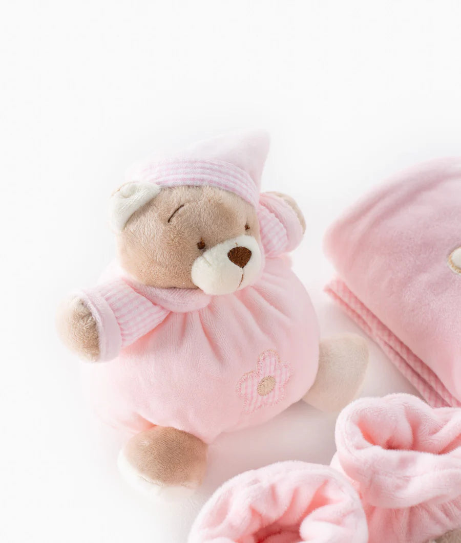 3 IN 1 BABY SET (BEAR/SHOE/BLANKET) - Pink