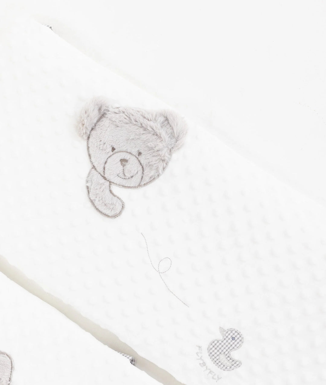 Popo Bear & Duck Dotted 4 PCS Crib Bumper Set - White & Grey