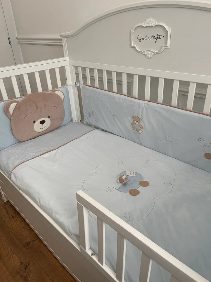 Bear 4 PCS Crib Bumper Set - Blue