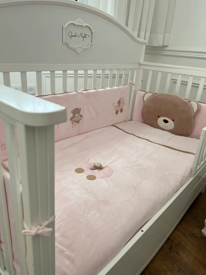 Bear 4 PCS Crib Bumper Set Pink FLYBYFLY Jordan
