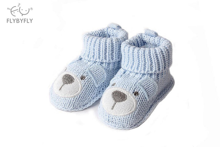 Bear Knitted Shoes - Blue