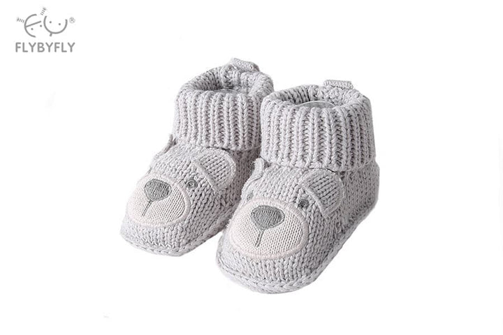 Bear Knitted Shoes - Grey