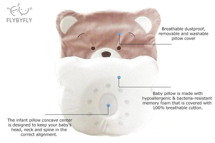 Bear Orthopedic Baby Pillow - Beige