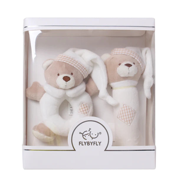 Bear Squeaky Rattle Gift Set - Beige