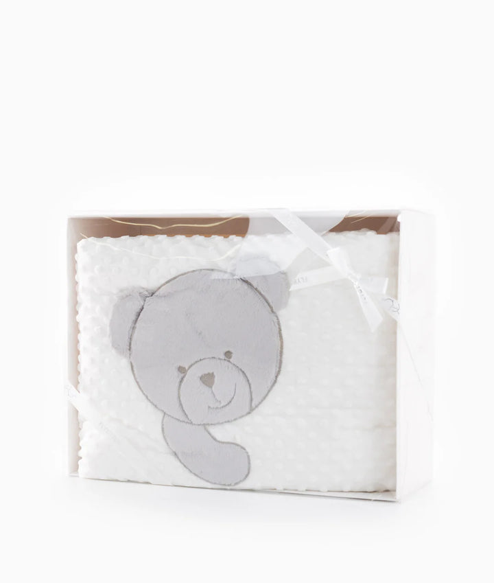 Popo Bear & Duck Elegant Dotted Blanket For All Seasons 0-6 Years - white