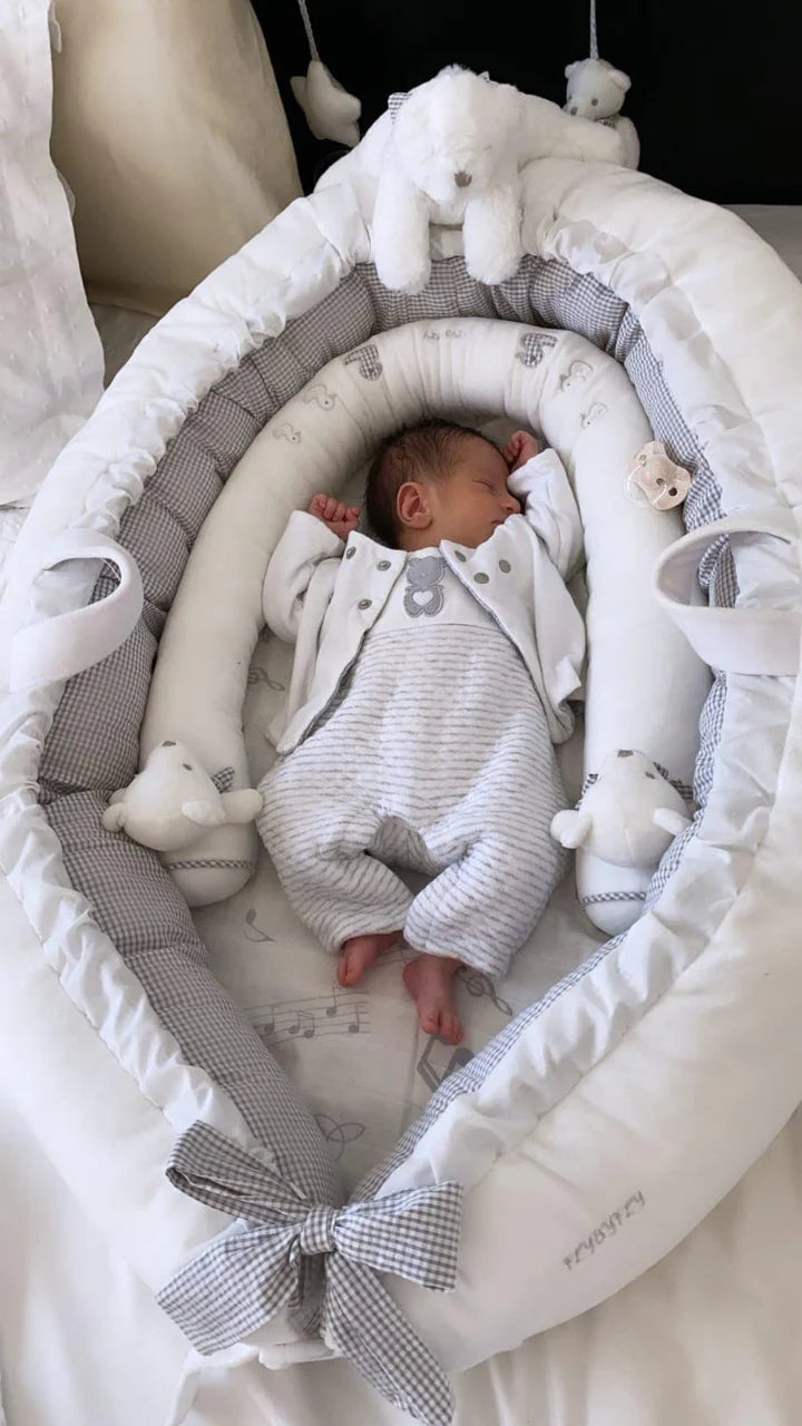 Popo Multifunctional Baby Nest - White & Grey