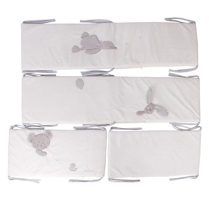 Popo Bear & Duck 4 PCS Crib Bumper Set - White