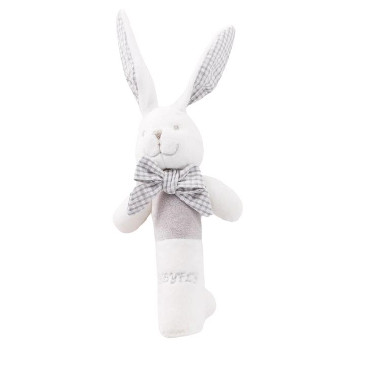 Popo Rabbit Squeaky Rattle - White