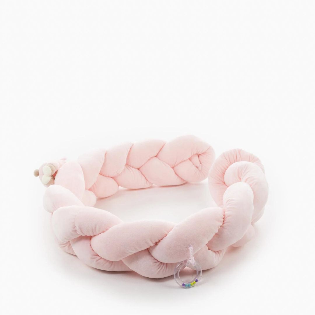 3D Bear Braided Crib Bumper - Pink