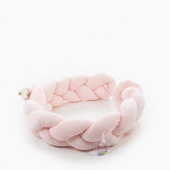 3D Bear Braided Crib Bumper - Pink