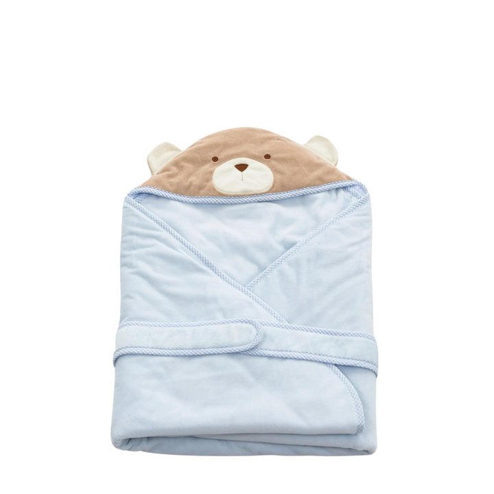 Bear Hooded Swaddling Blanket - Blue