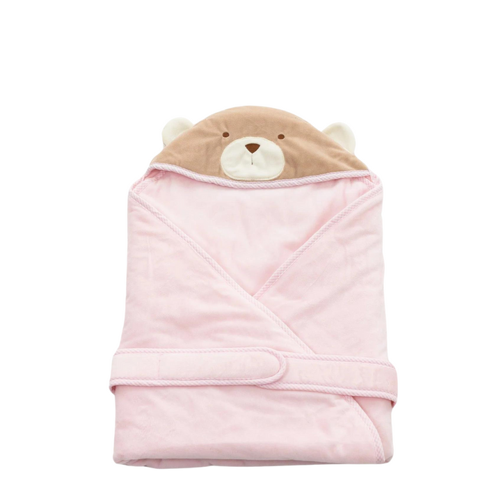 Bear Hooded Swaddling Blanket - Pink