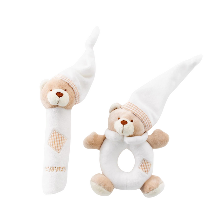 Bear Squeaky Rattle Gift Set - Beige