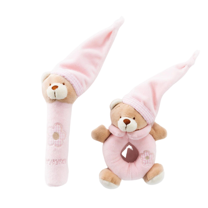 Bear Squeaky Rattle Gift Set - Pink