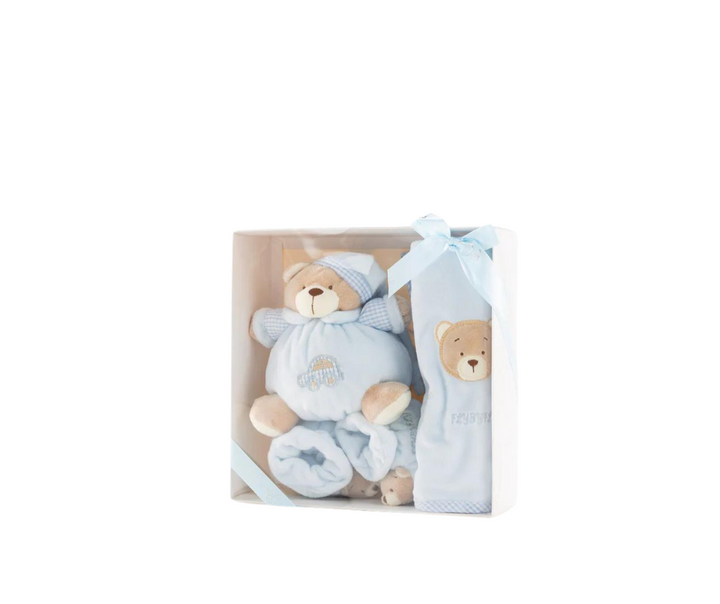 3 IN 1 BABY SET (BEAR/SHOE/BLANKET) - Blue