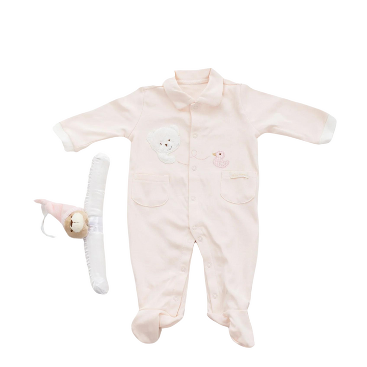 Classic Jumpsuit + 3D Bear Hanger - Pink