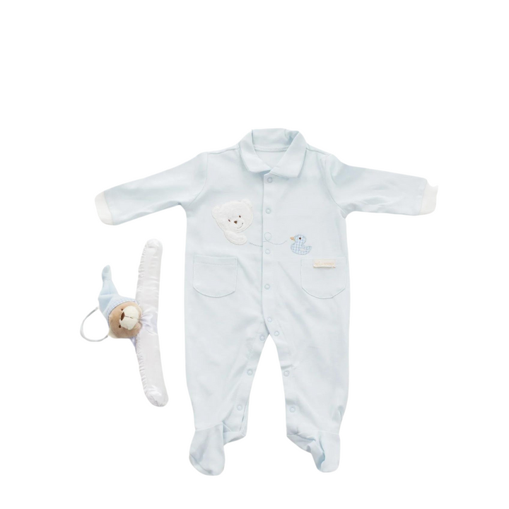 Classic Jumpsuit + 3D Bear Hanger - Blue