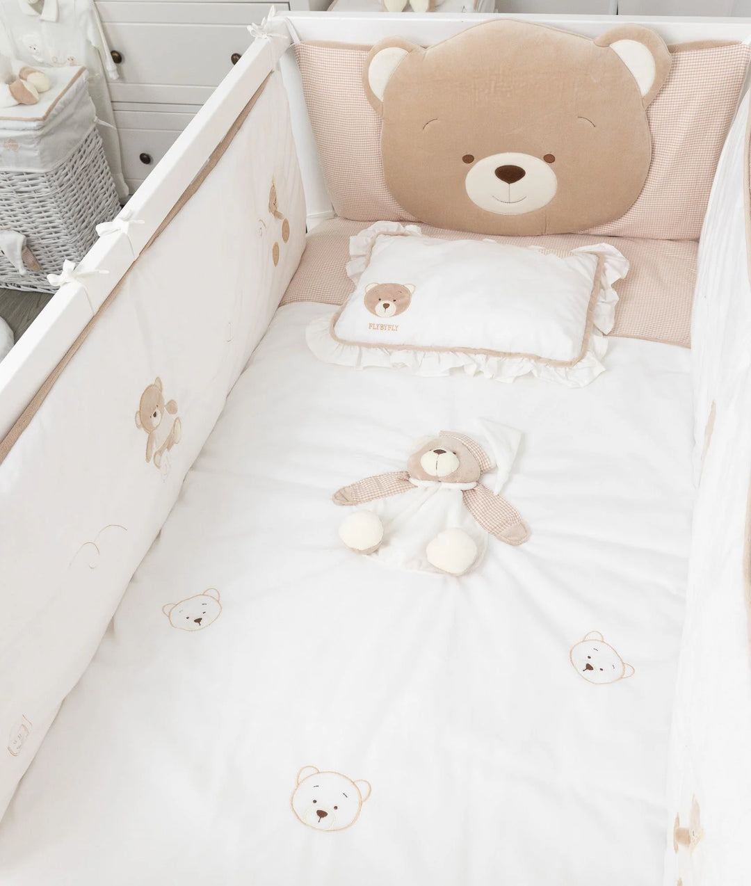 Bear 4 PCS Crib Bumper Set - Beige