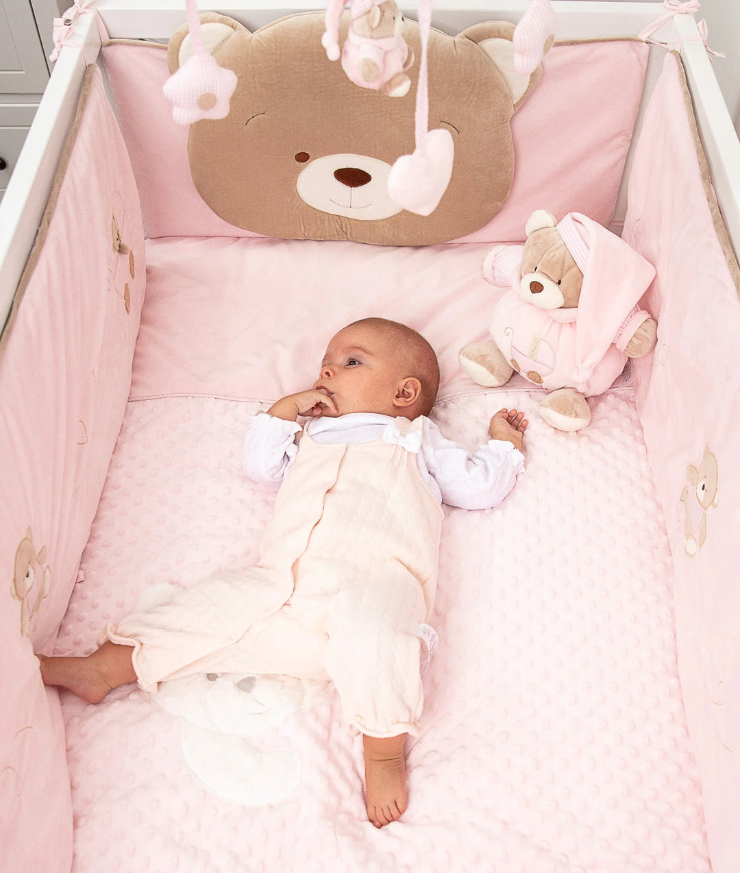 Bear 4 PCS Crib Bumper Set Pink FLYBYFLY Jordan