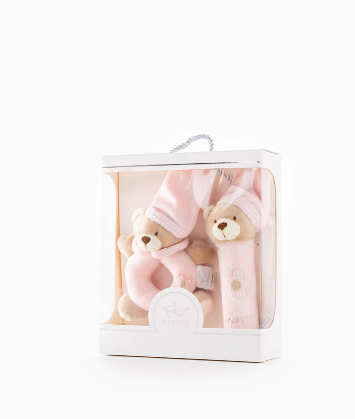 Bear Squeaky Rattle Gift Set - Pink