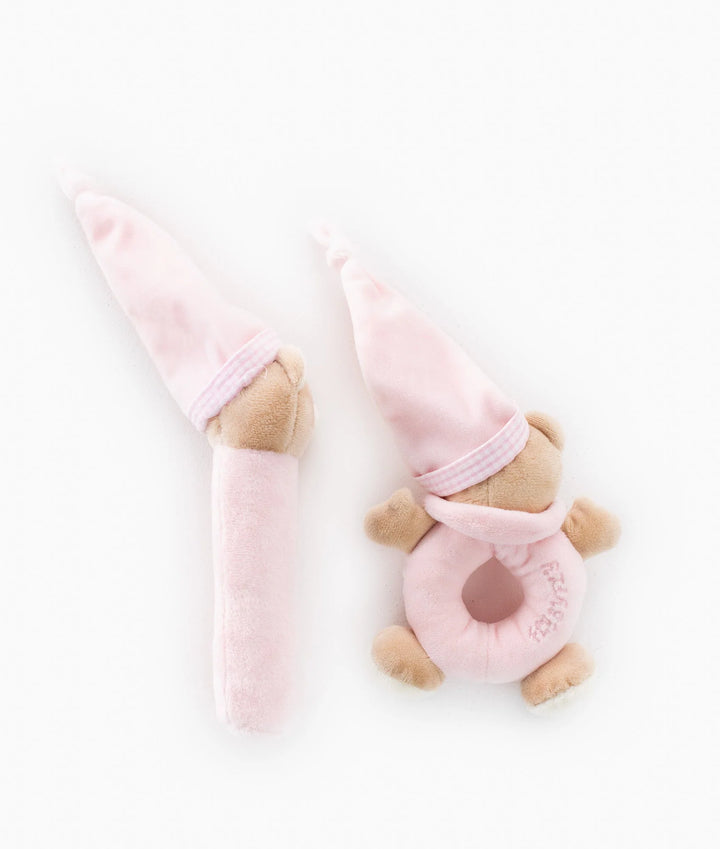 Bear Squeaky Rattle Gift Set - Pink