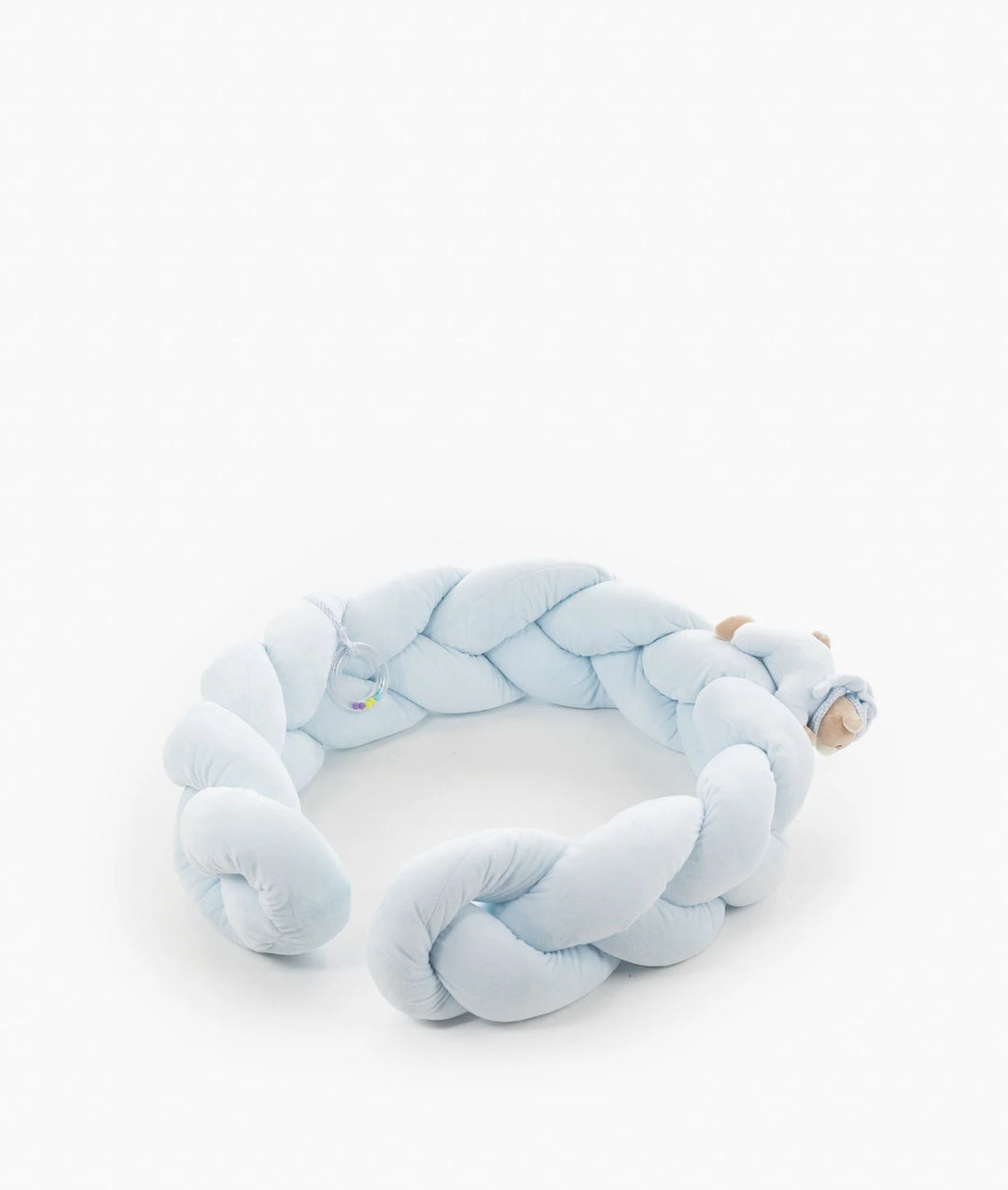 3D Bear Braided Crib Bumper - Blue