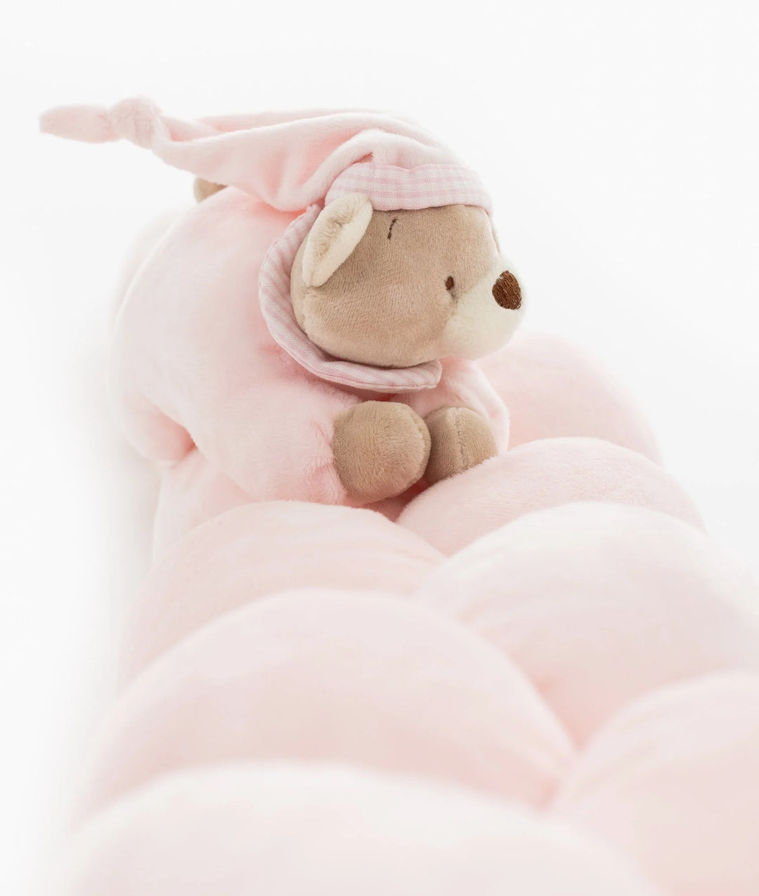 3D Bear Braided Crib Bumper - Pink