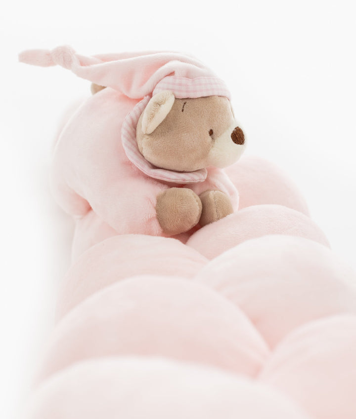 3D Bear Braided Crib Bumper - Pink