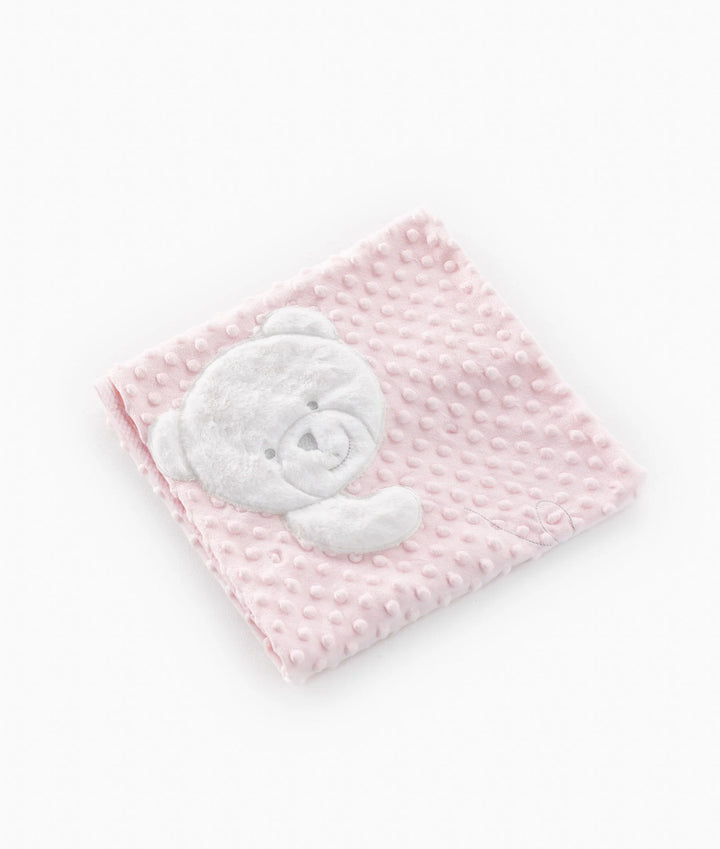 Bear & Duck Dotted Winter Blanket - Pink