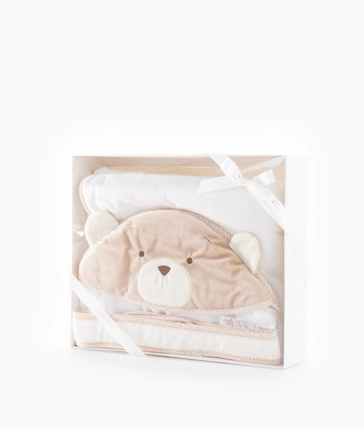 Bear Hooded Swaddling Blanket - Beige