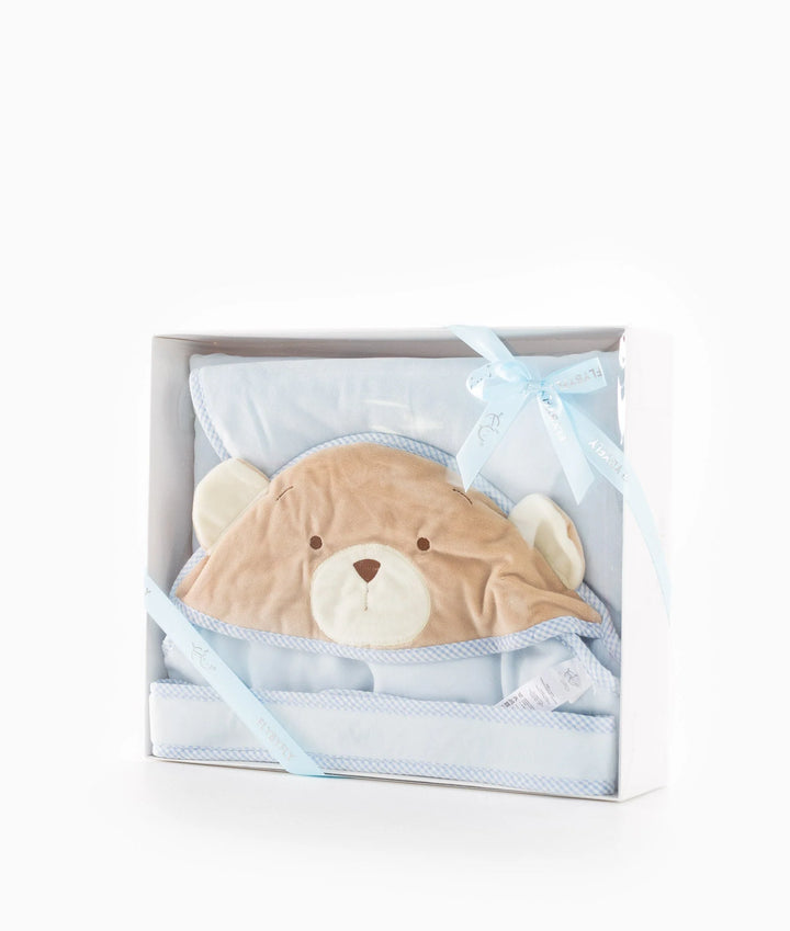 Bear Hooded Swaddling Blanket - Blue