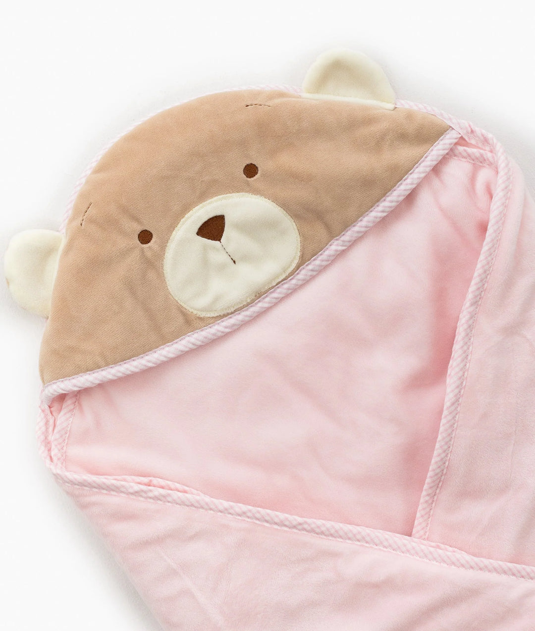 Bear Hooded Swaddling Blanket - Pink