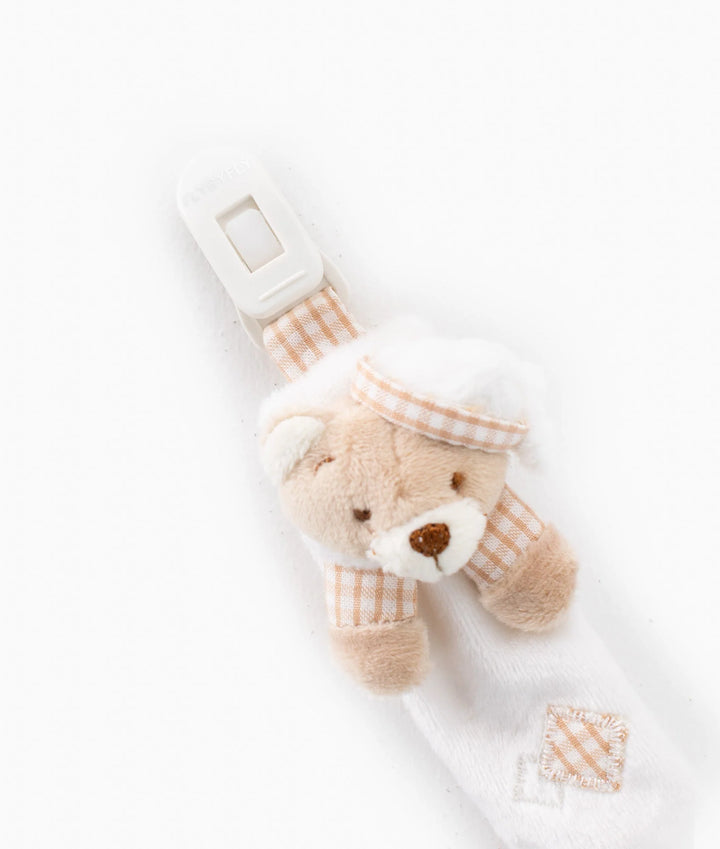 Bear Pacifier Clip - Beige