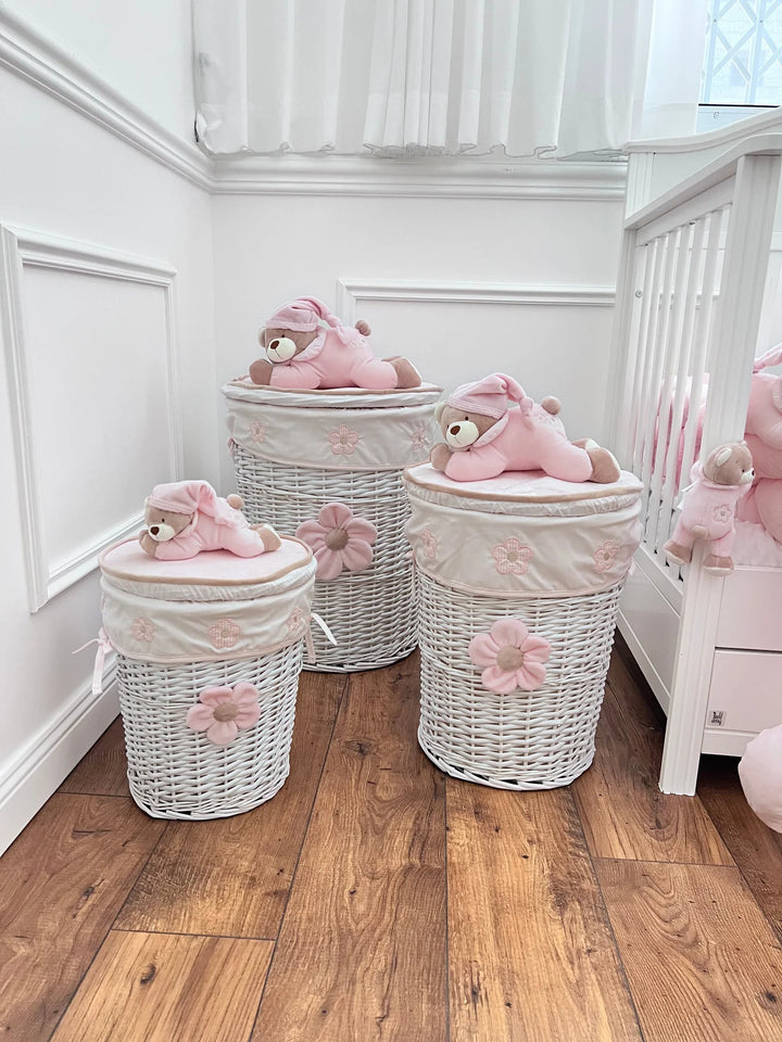 Bear Round Storage Basket - Pink