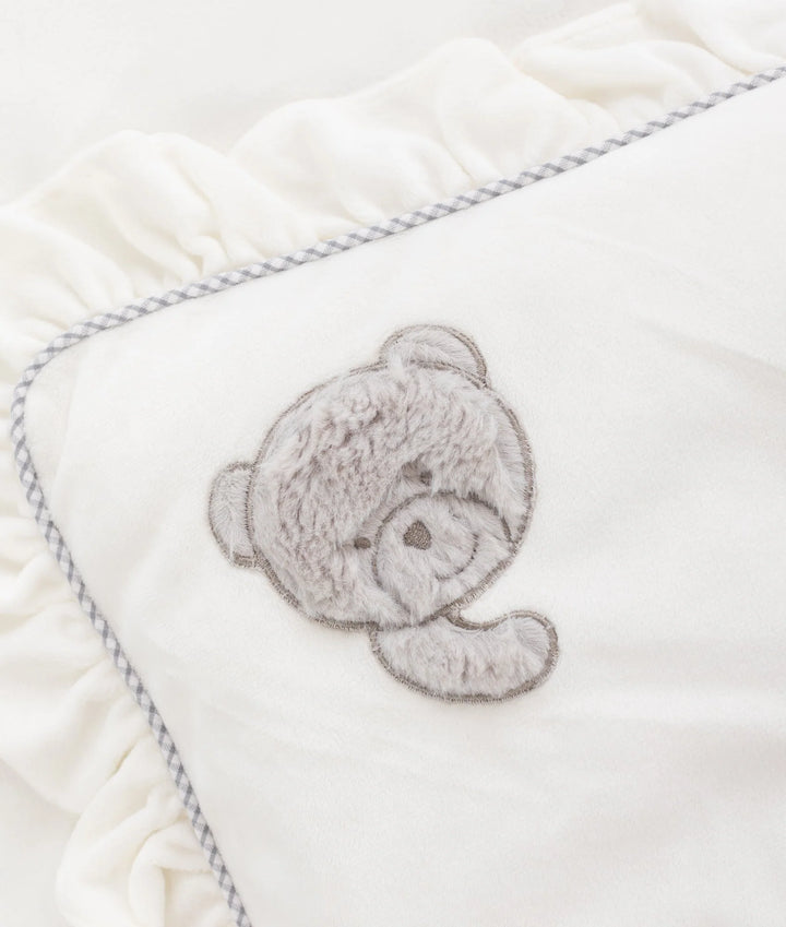 Popo Bear & Duck Velvet Pillow - White