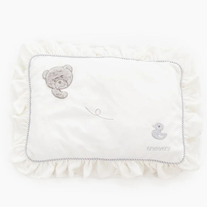 Popo Bear & Duck Velvet Pillow - White