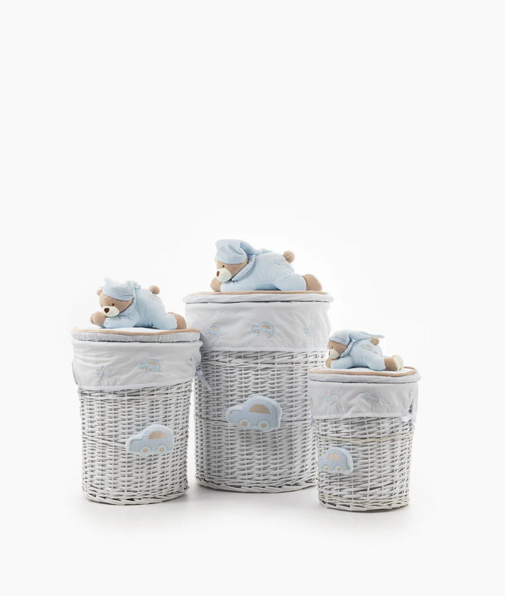 Bear Round Storage Basket - Blue