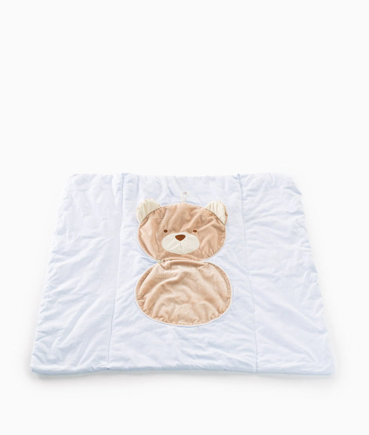 Bear Pillow With Blanket - Blue